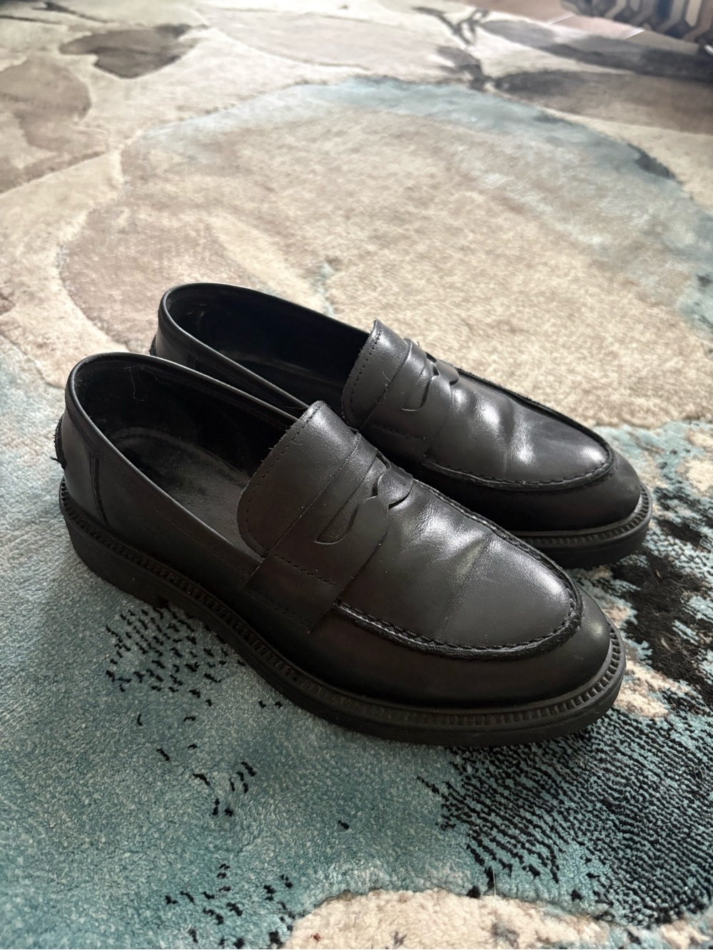 Vagabond Black Leather Penny Loafers for Women